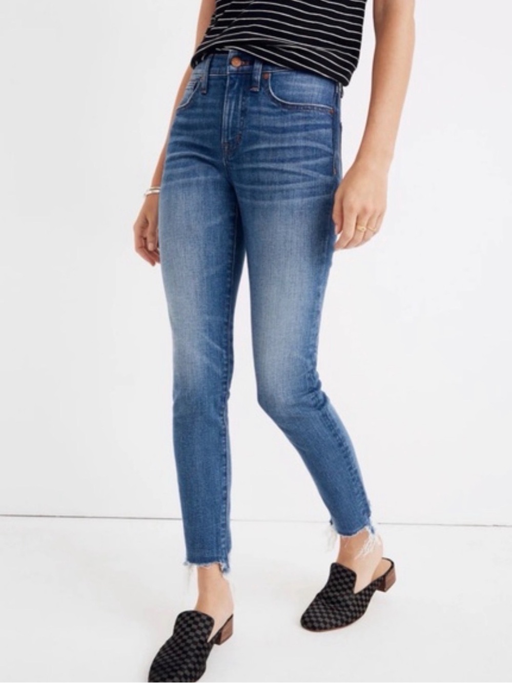 Madewell High-Rise Skinny Jeans 29 Light Wash Raw Hem Stretch Denim